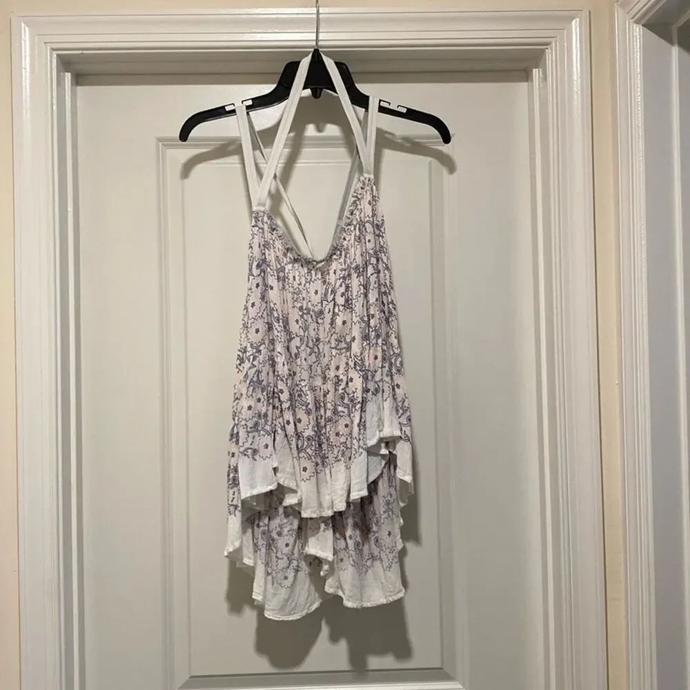 Free People One Living Large Swing halter size XS Cream Boho Beach Hippie